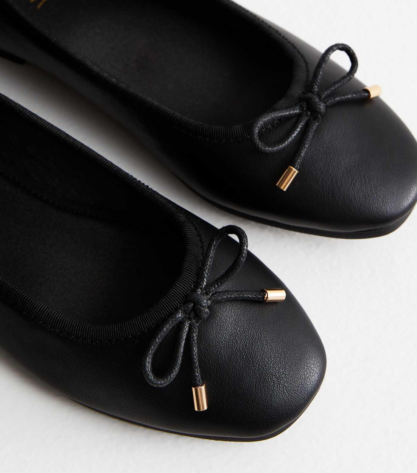 Black Leather-Look Bow Ballet Pumps | New Look | New Look (UK)