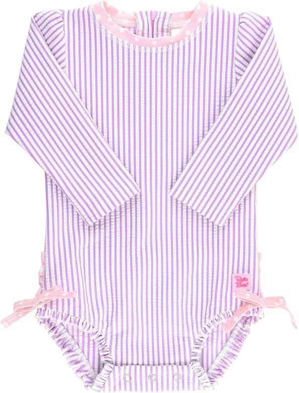 RuffleButts® Baby/Toddler Girls Long Sleeve One Piece Swimsuit with UPF 50+ Sun Protection | Amazon (US)