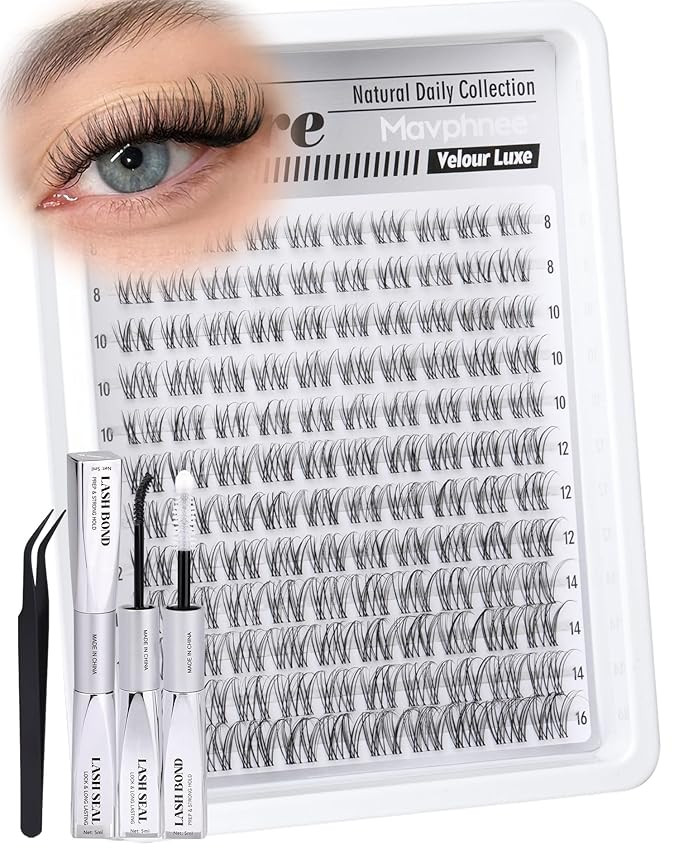 Clear Band Lash Clusters Kit Natural Cluster Eyelash Extensions Kit Wispy Individual Lashes CC-Cu... | Amazon (US)