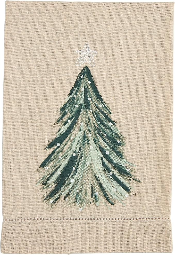 Mud Pie White Christmas Painted Towel, Tree, 21" x 14" | Amazon (US)