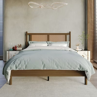 ChaletPosh Queen Size Wooden Platform Bed in Walnut | Target