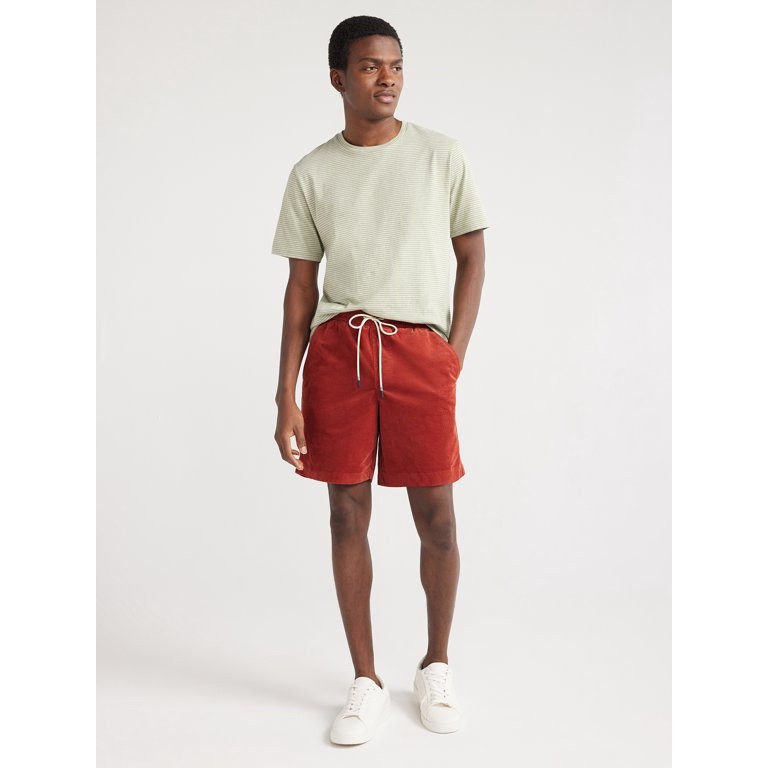 Free Assembly Men's Corduroy Pull On Shorts with Drawstring Tie, 7" Inseam, Sizes S-XXXL | Walmart (US)