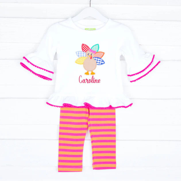 Turkey Pink and Orange Milly Legging Set | Classic Whimsy