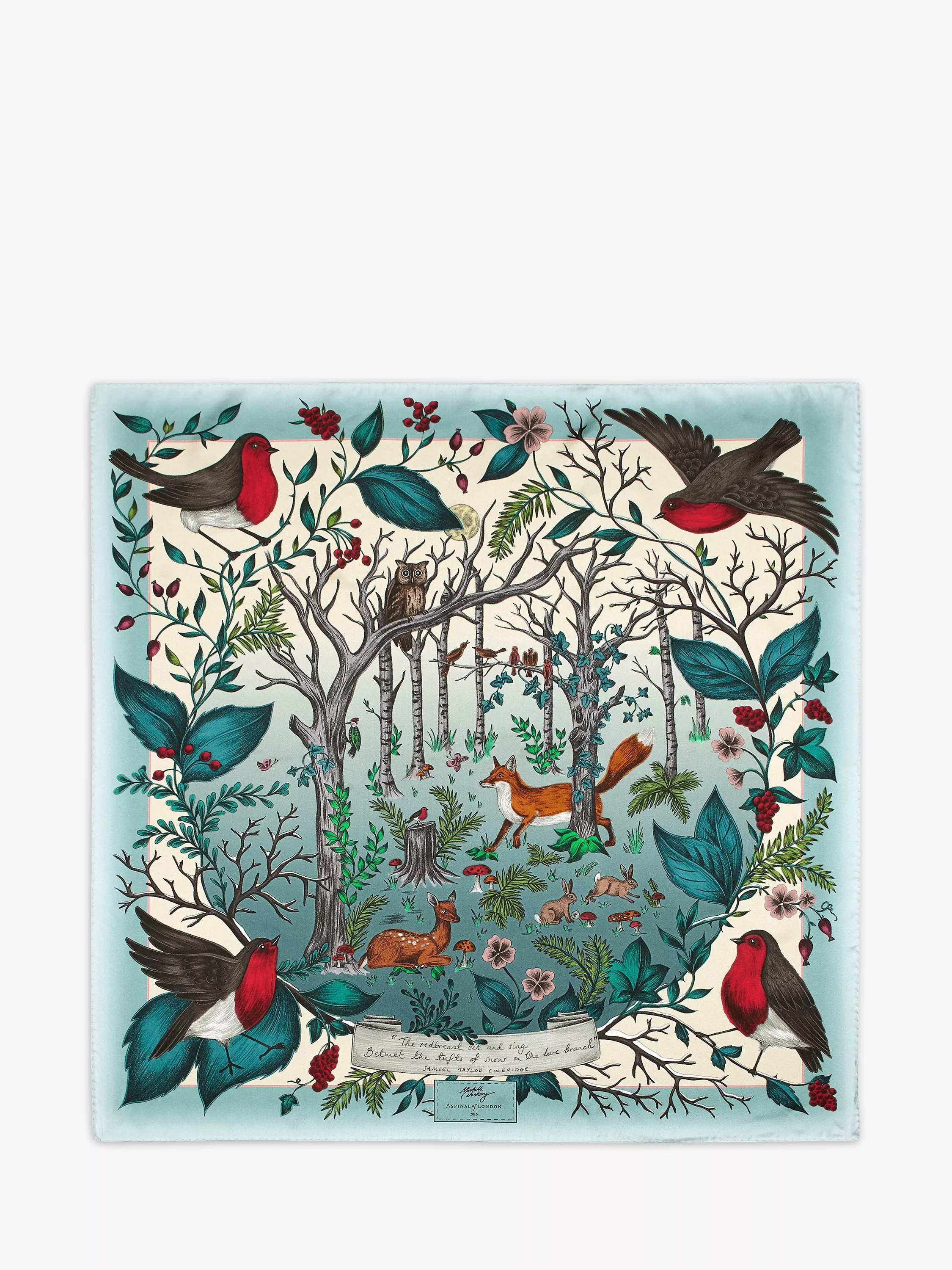 Aspinal of LondonRobin Silk Square Scarf, Teal | John Lewis (UK)