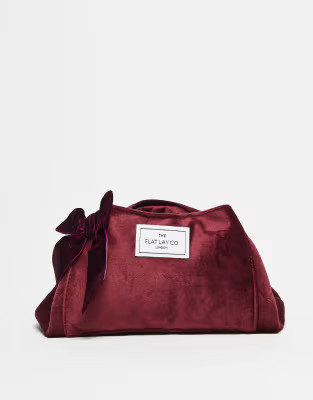 The Flat Lay Co. x ASOS Exclusive Drawstring Makeup Bag - Burgundy Velvet Bow | ASOS | ASOS (Global)
