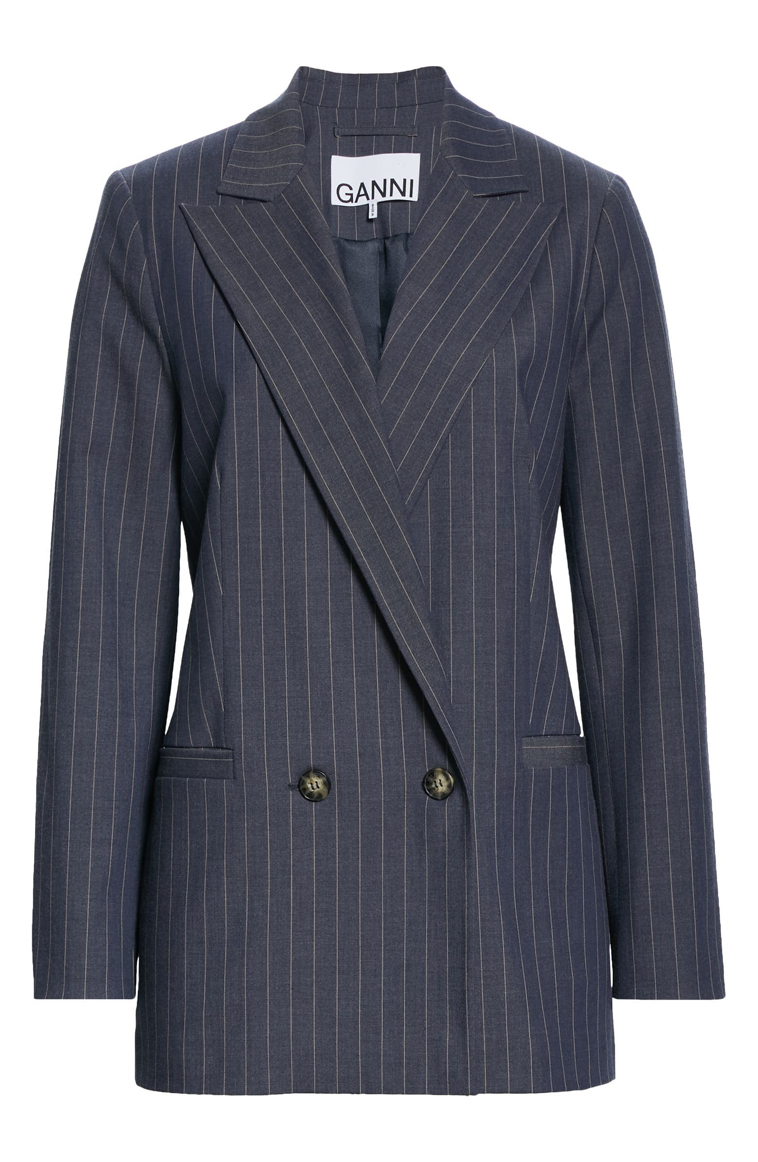 Ganni Double Breasted Pinstripe Blazer | Nordstrom | Nordstrom