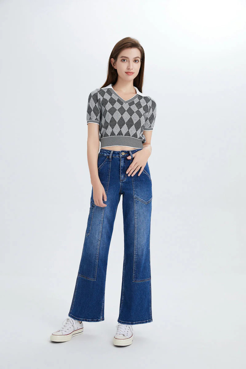 HIGH RISE WIDE LEG CROP JEANS | Bayeas