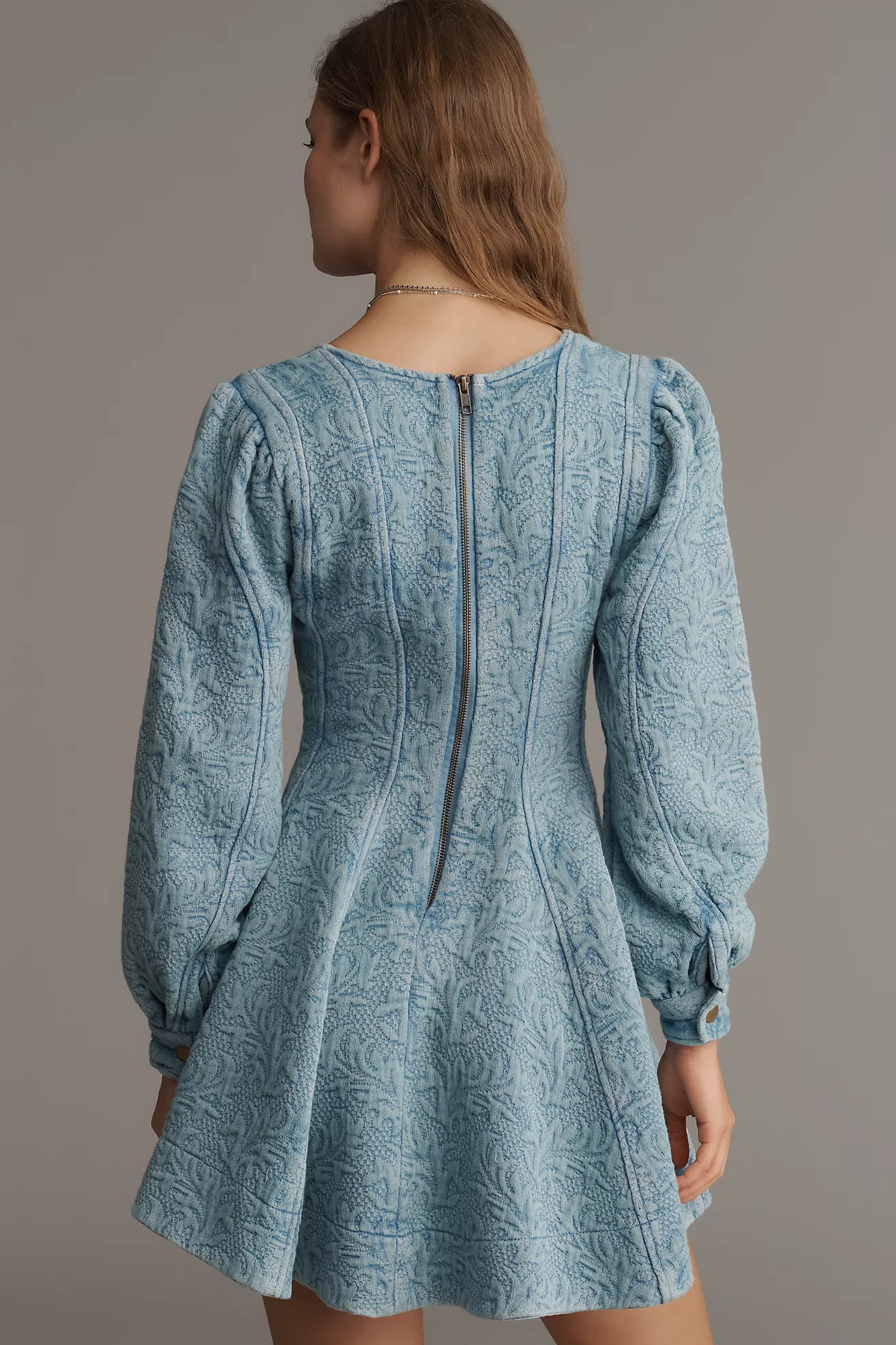 Pilcro Long-Sleeve V-Neck Textured Mini Dress | Anthropologie (US)