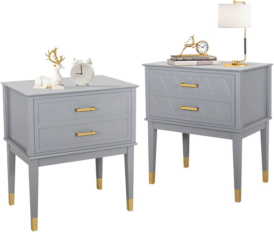 Scurrty End Table with Storage Drawer, Tall Nightstand Side Table Large with Wide Top Wooden Legs... | Amazon (US)