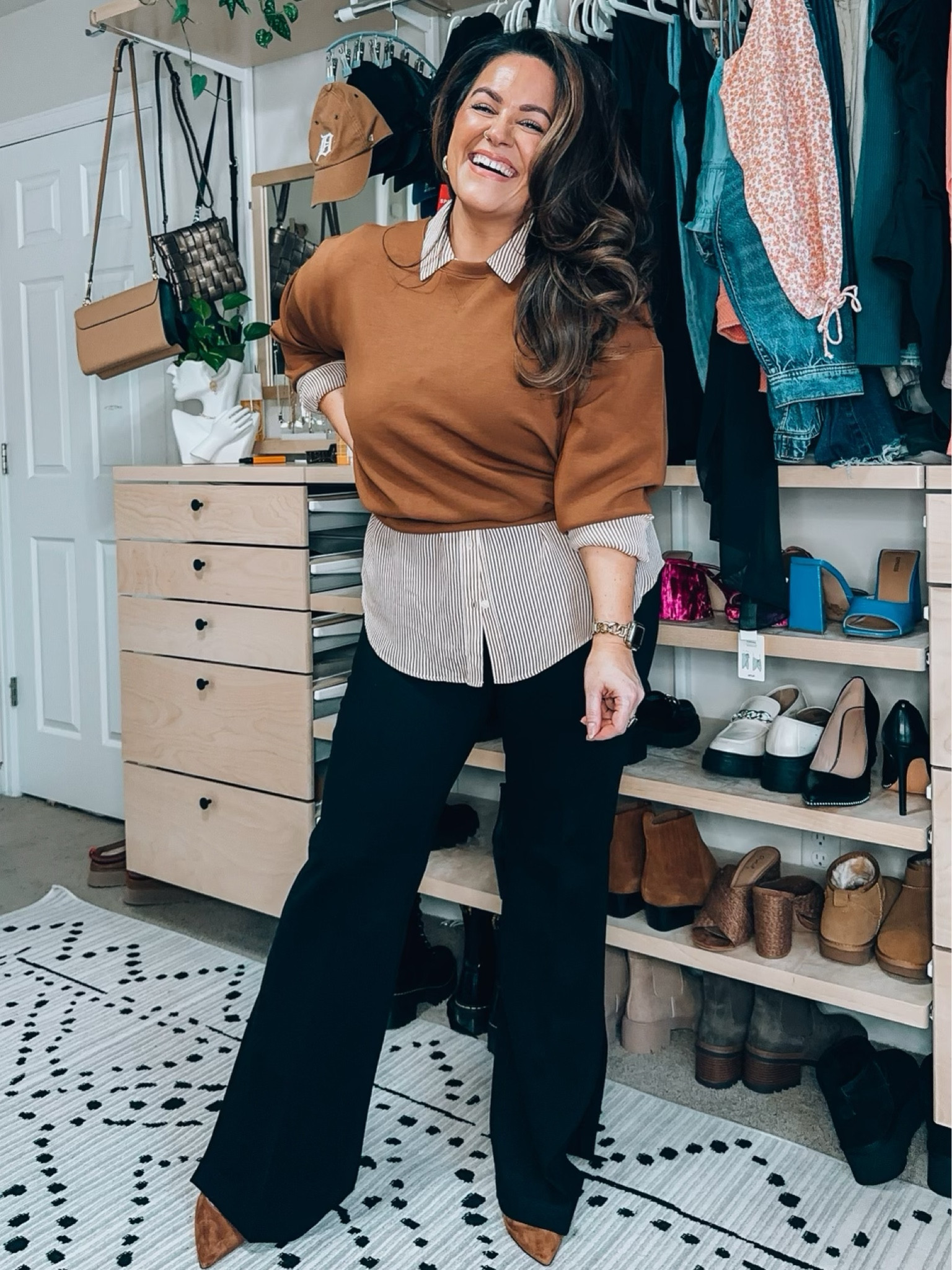 Spanx outfit inspo - work outfit-midsize outfit - size 14 style tip - workwear inspo - double slit pants (size XL) silk button down (size XL) crewneck sweatshirt (size XL) Use code: TARYNTRULYXSPANX

#LTKworkwear #LTKcurves #LTKstyletip