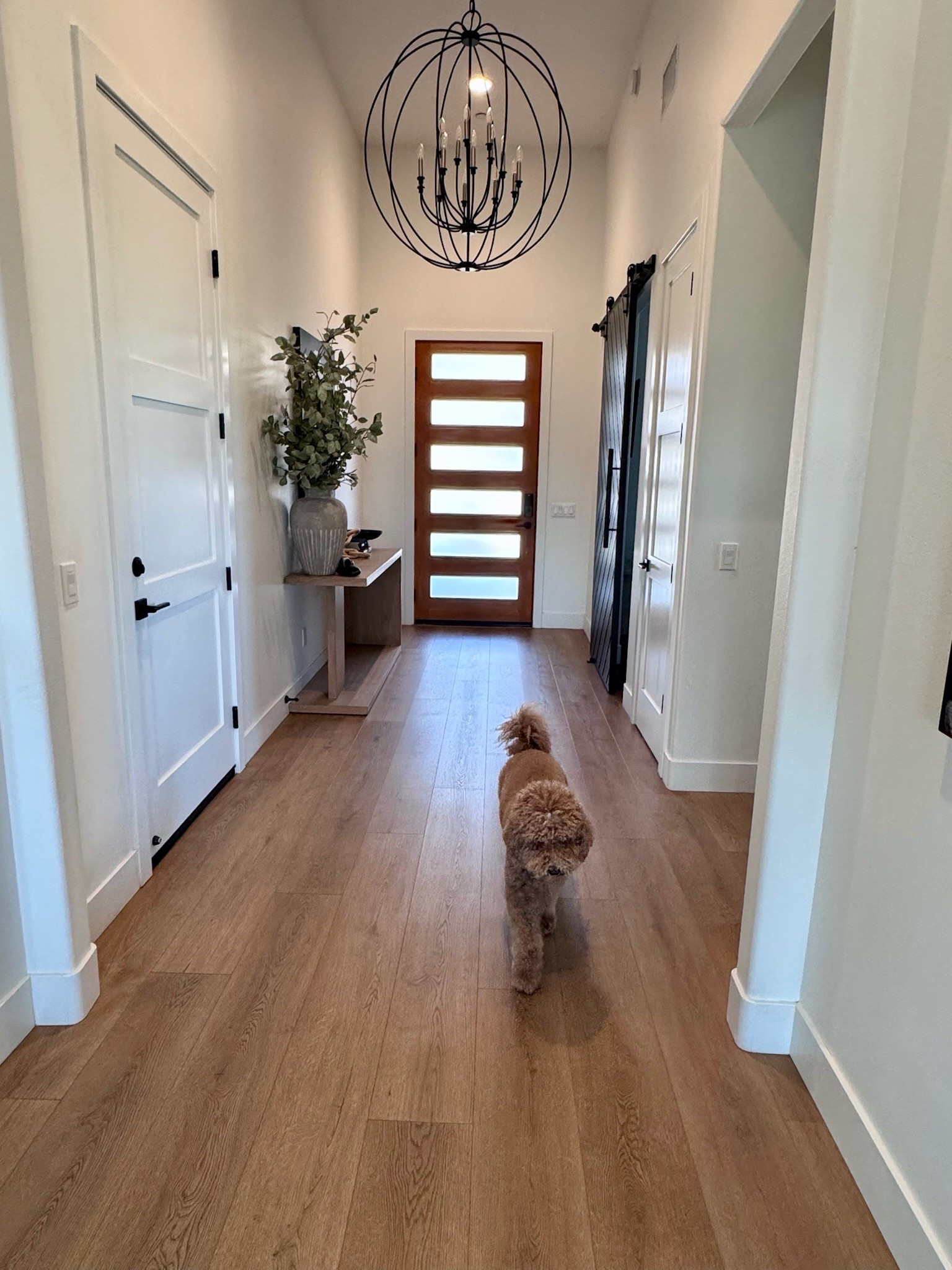 Front Foyer | chandelier | console table