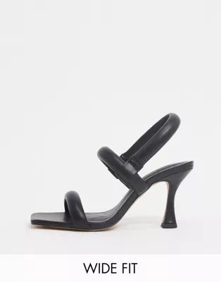 ASOS DESIGN Wide Fit Hickory padded mid-heeled sandals in black | ASOS (Global)