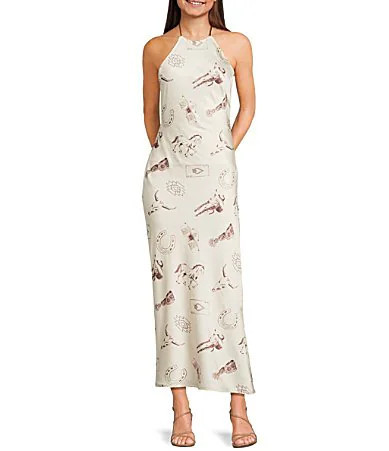 Bailey Rose Western Horseshoe Print Halter Top Maxi Dress - S | Dillard's