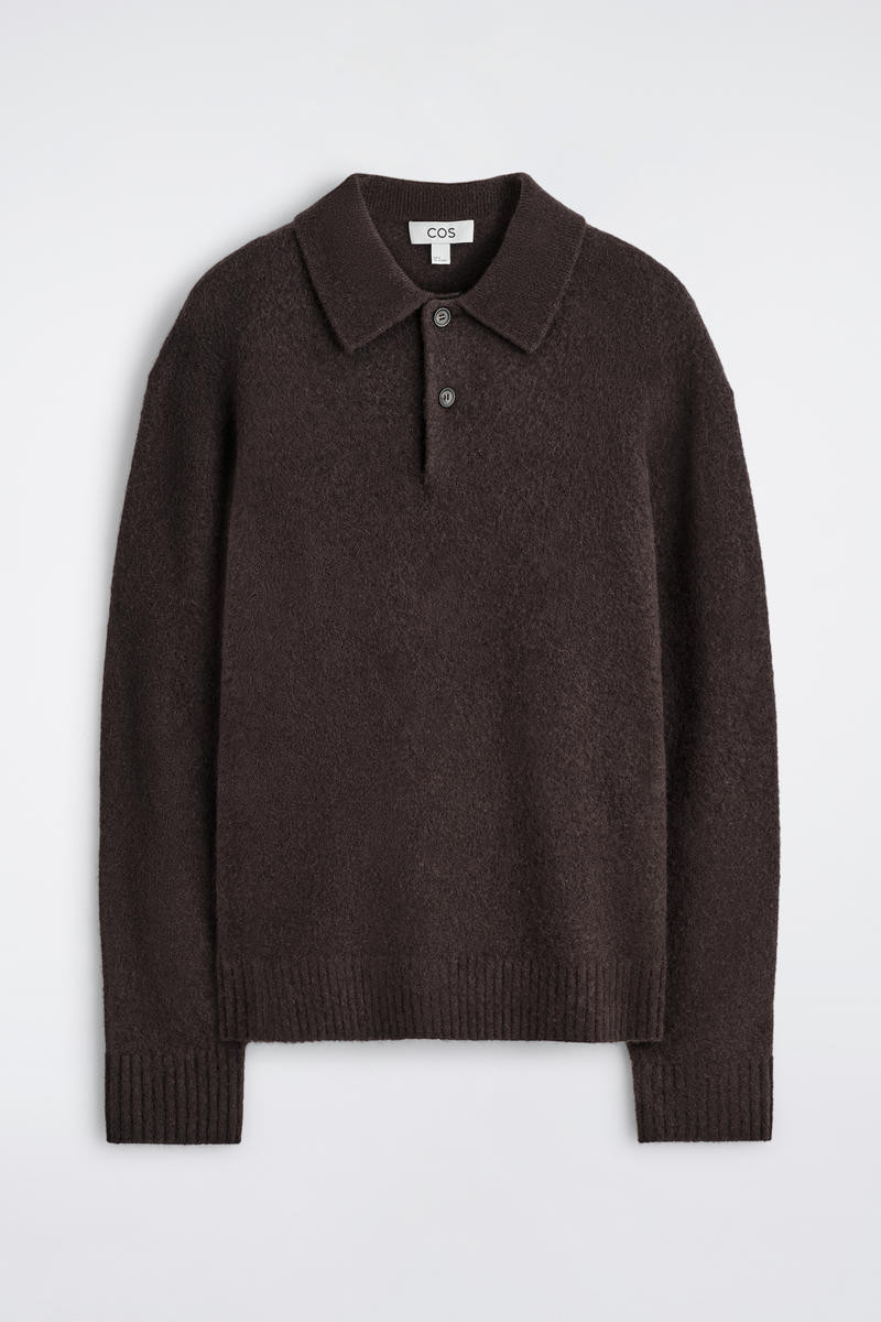 Brushed-Wool Polo Shirt in Brown | COS (US)