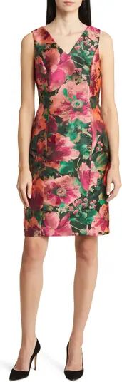 Anne Klein Floral Jacquard Sheath Dress | Nordstrom | Nordstrom