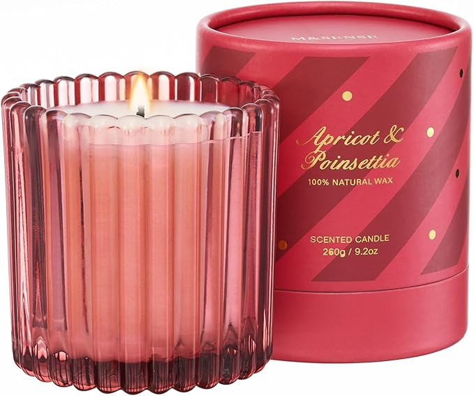 M&SENSE Holiday Soy Red Candles for Home Scented, Christmas Floral Poinsettia Non Toxic Candles, ... | Amazon (US)