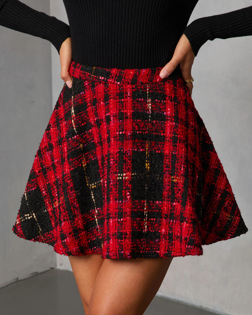 Fireside Manor Tweed Plaid Mini Skirt | VICI