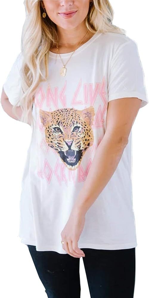 Women's Tiger T Shirt Round Neck Graphic Short Sleeve Casual Tops | Amazon (US)