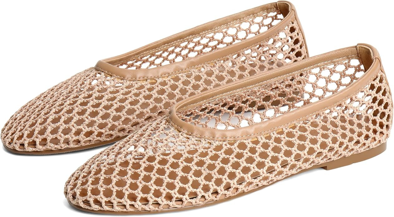 SOVANYOU Mesh Ballet Flats for Women Slip On Round Toe Comfy Casual Office Fishnet Ballerina Flat... | Amazon (US)