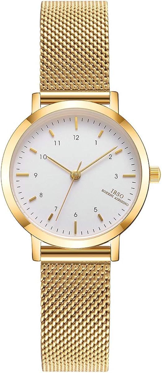 IBSO BOERNI AIBISINO Women Stainless Steel Band Watches Ladies Quartz Wristwatches Waterproof Mes... | Amazon (US)