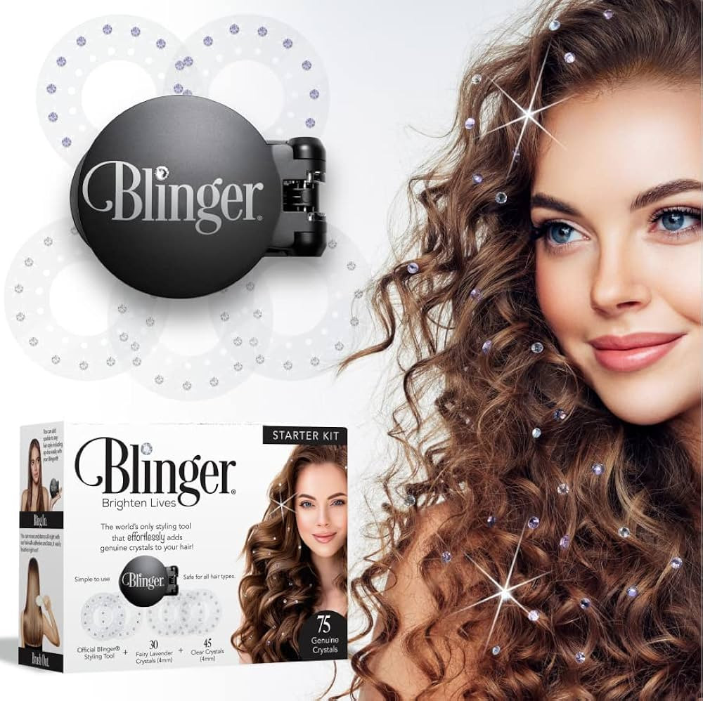 Blinger Starter Kit | Women's Hair Styling Tool + 75 Precision-Cut Glass Crystals | Bling Hair in... | Amazon (US)