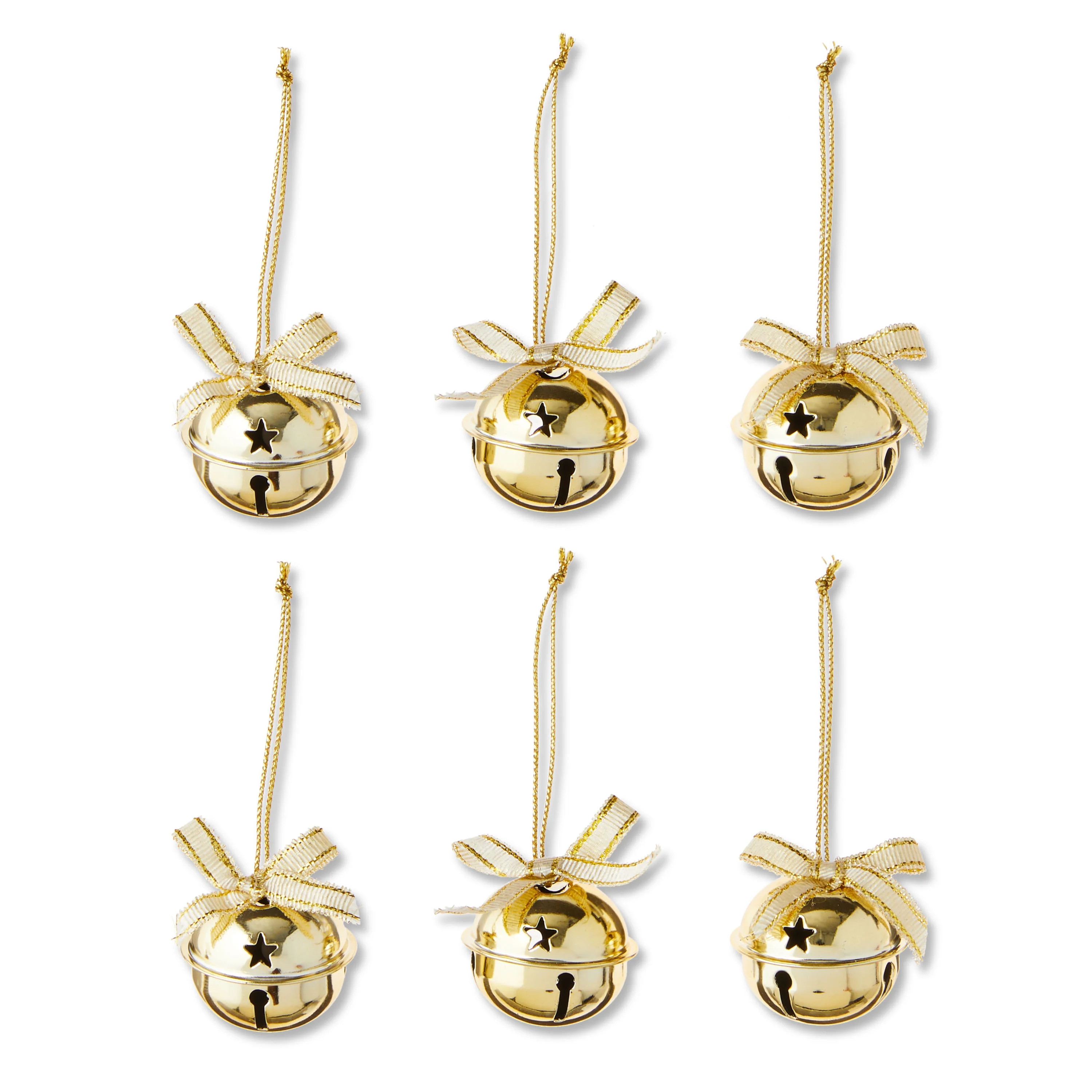 Gold Metal Mini Bell Christmas Ornaments, 6 Count, by Holiday Time | Walmart (US)