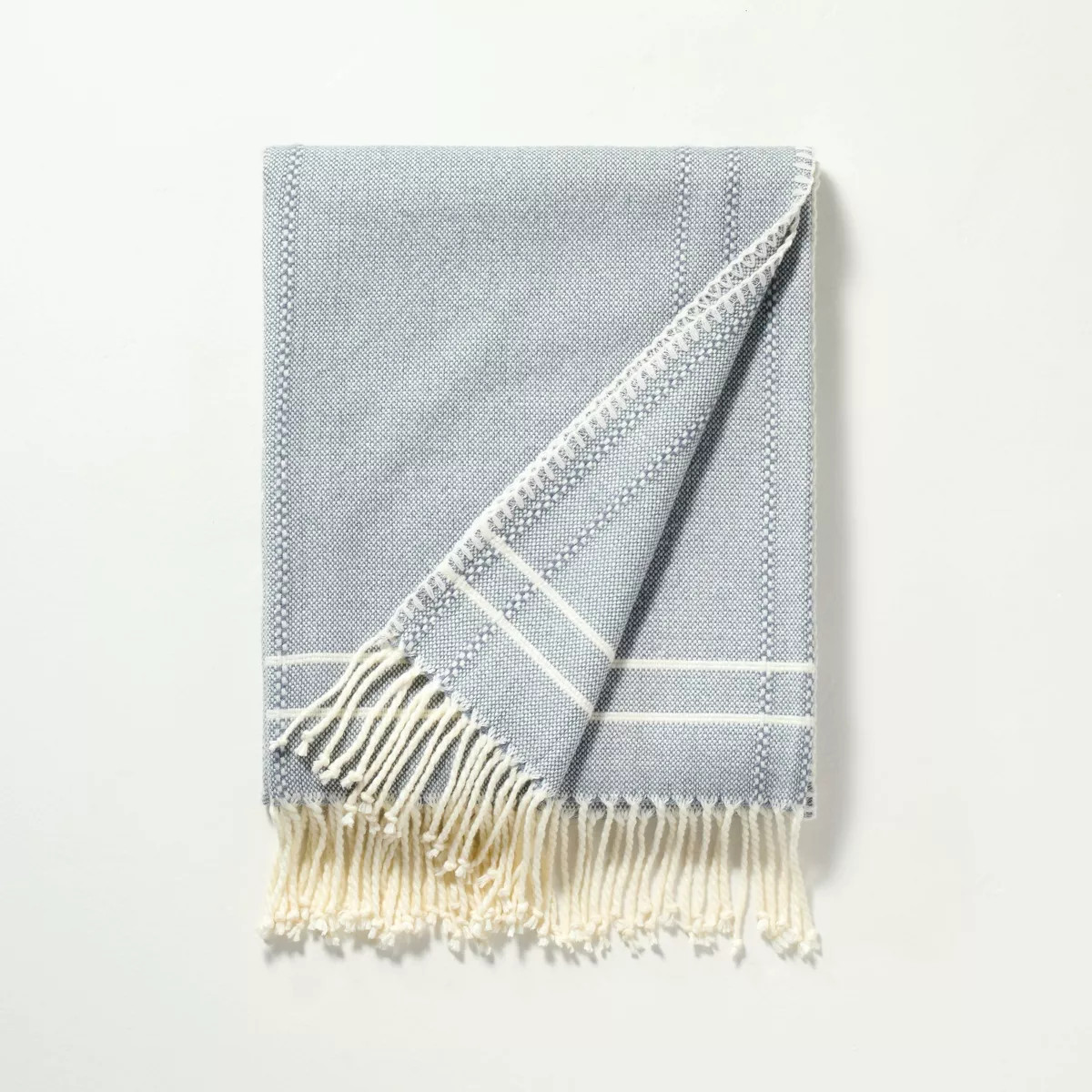 Striped Throw Blanket with Fringe Blue - Hearth & Hand™ with Magnolia | Target