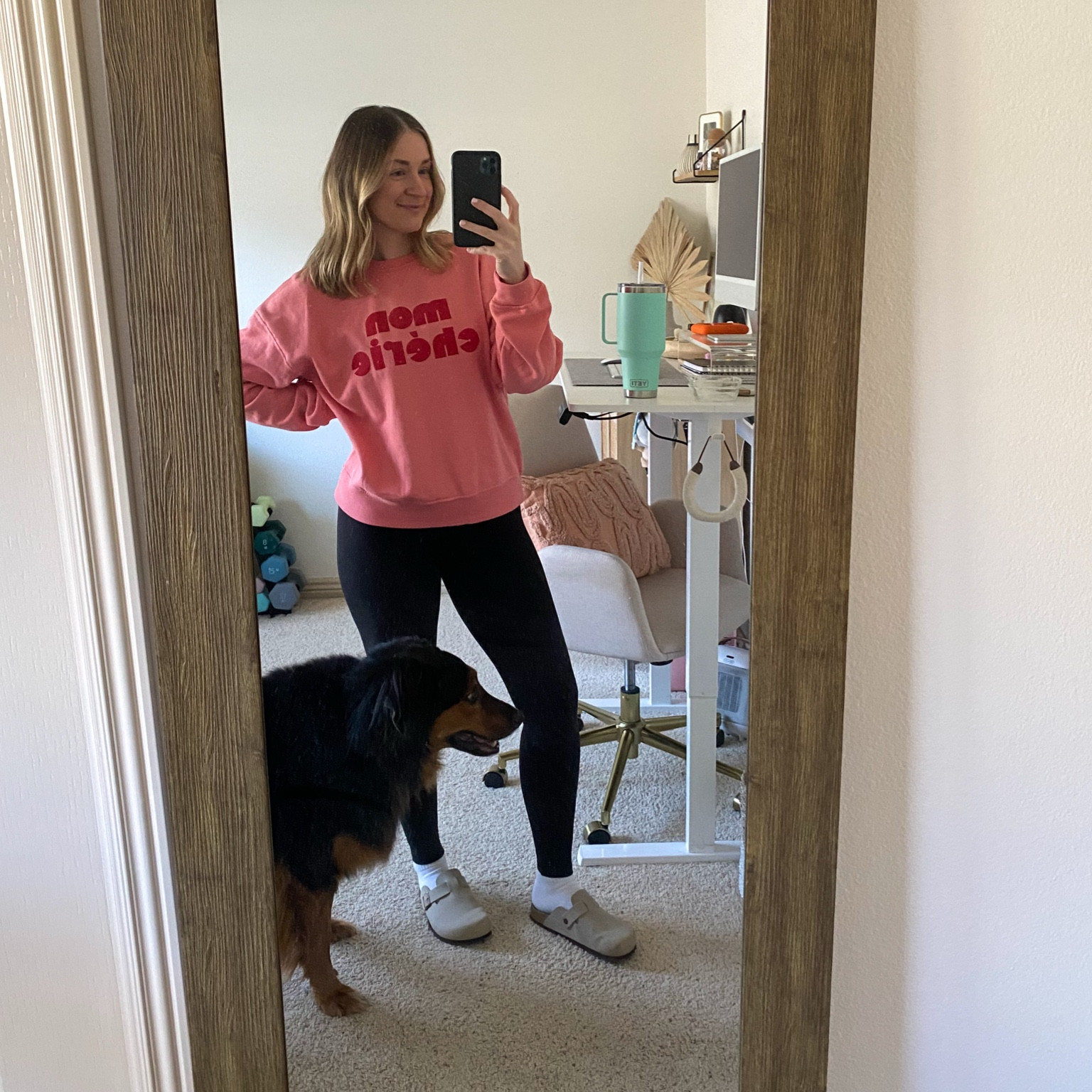 Comfy crewneck for Valentine’s Day ❤️ or any outfit going into Spring! I had to get this because Cherie is my middle name — but seriously so cute for anyone! Paired with my favorite buttery soft leggings from Amazon, fav white socks & Birkenstock dupes (I wear these allllll the time)

#LTKFindsUnder50 #LTKFindsUnder100 #LTKStyleTip