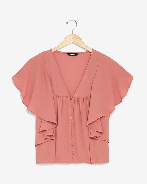 Button Front Flutter Sleeve Top | Express