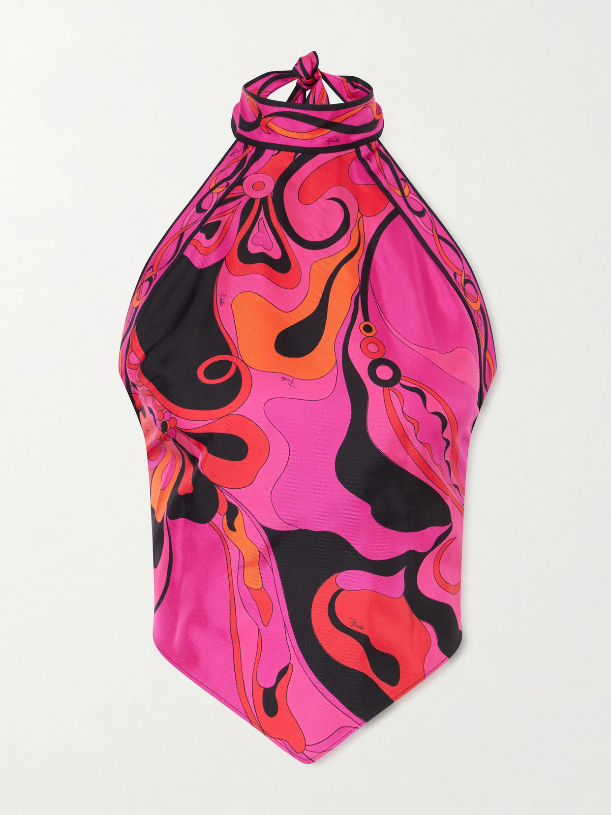 PUCCI - Printed Silk-twill Halterneck Top - Pink | NET-A-PORTER (US)
