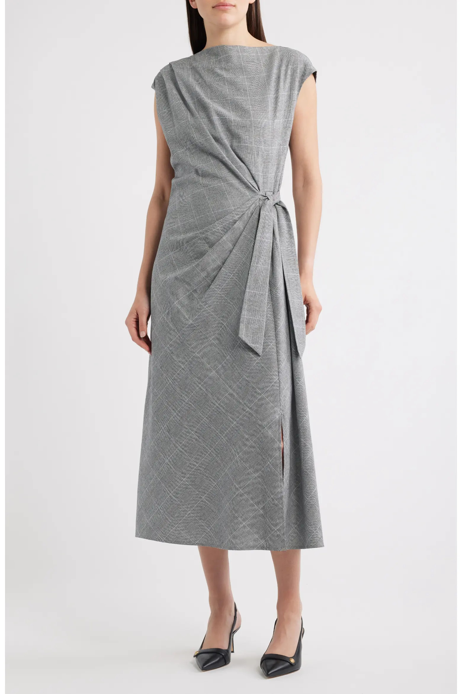 Sam Edelman Windowpane Pladi Side Ruched Cotton Sheath Dress (Women) | Nordstrom | Nordstrom