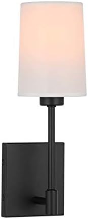 XiNBEi Lighting Bedroom Wall Lamp, Modern 1 Light Black Wall Mounted Sconce Light with Fabric Sha... | Amazon (US)