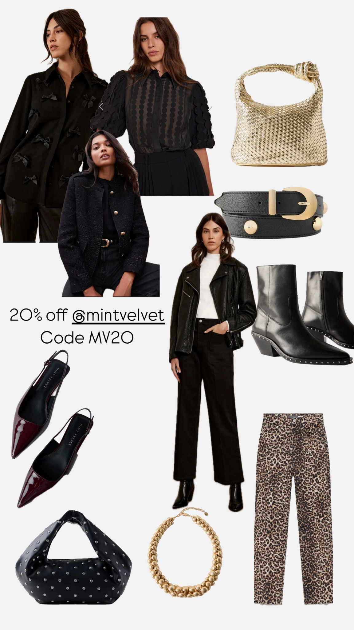 20% off at Mint Velvet with code MV20
Some evening looks now that we’re coming up to going out time 🌙

Evening outfit 
Party outfits 
Leopard print trousers 
Black jeans 
Boho blouse
Gold accessories 
Studded bag


#LTKstyletip #LTKover50style #LTKmidsize