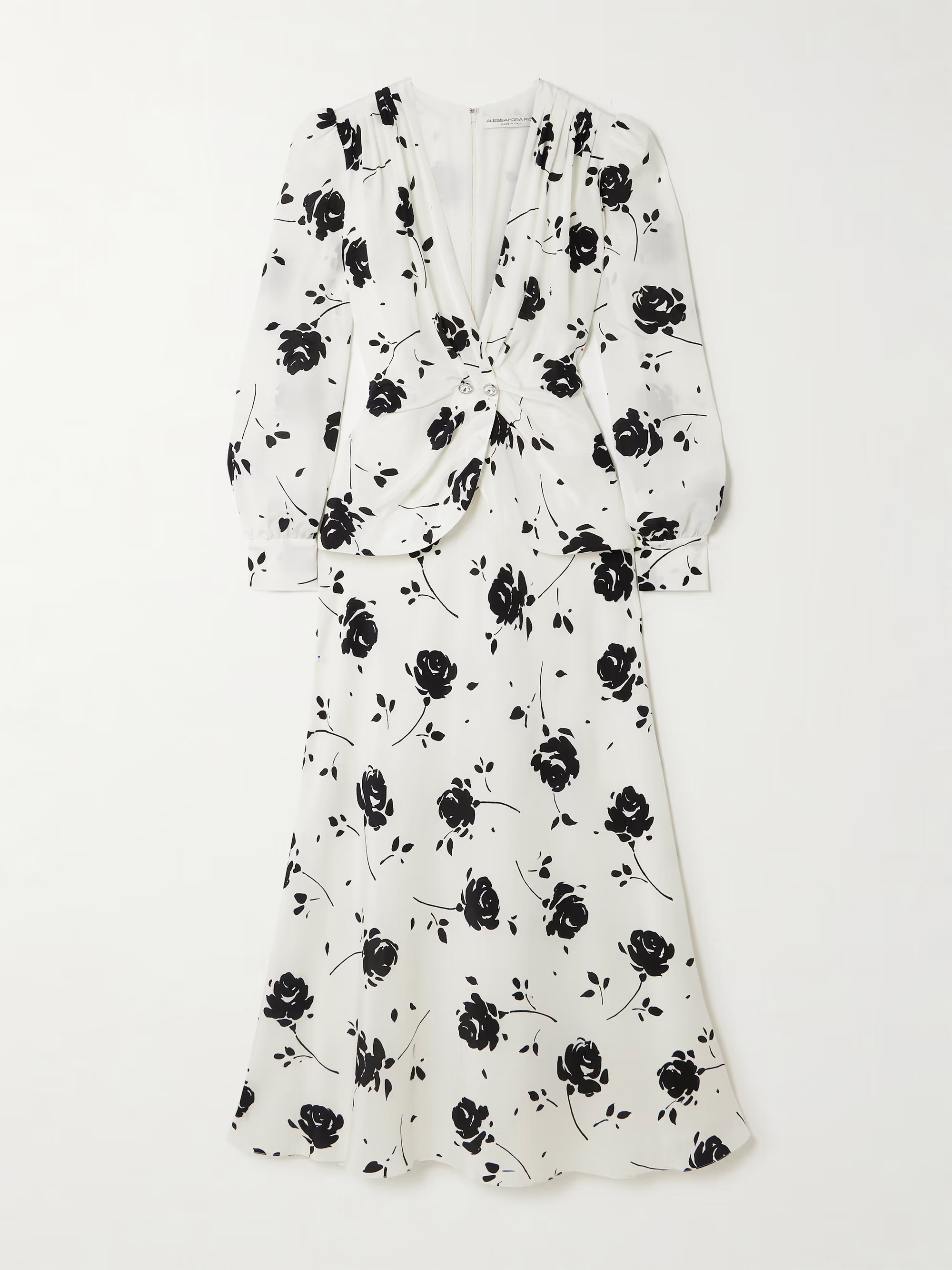 Embellished pleated floral-print silk crepe de chine midi dress | NET-A-PORTER (US)