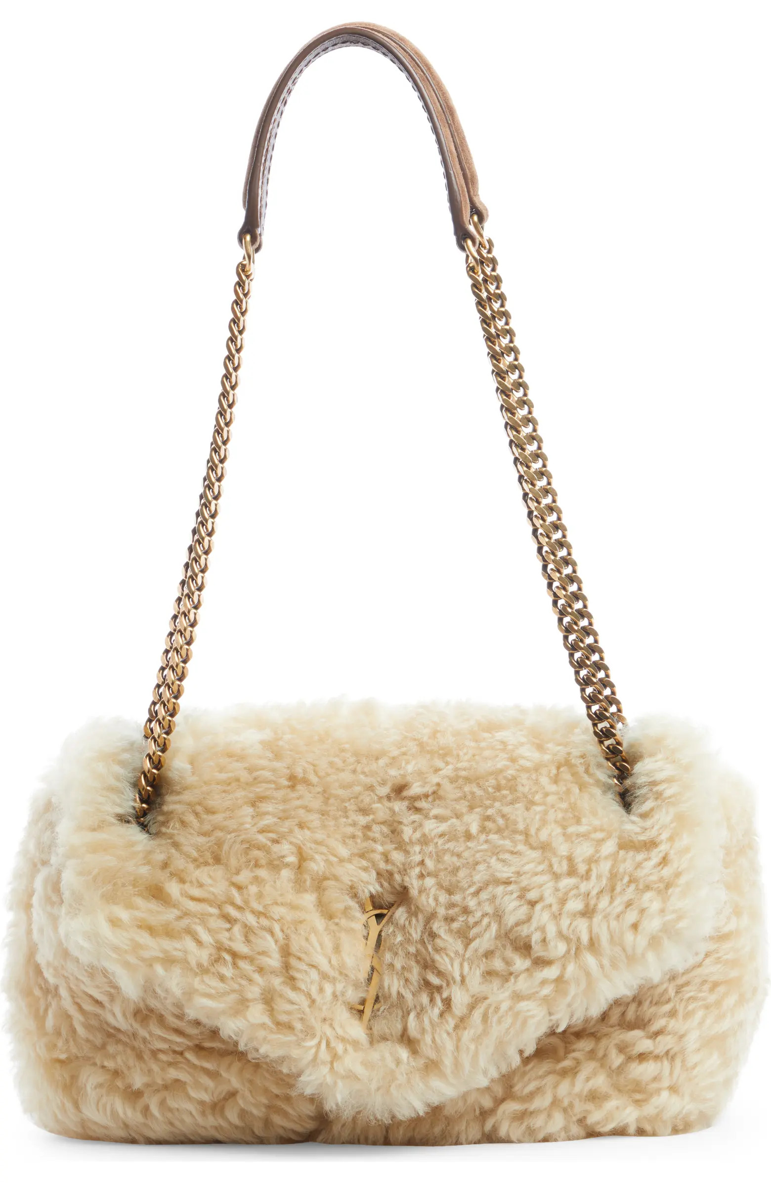 Saint Laurent Calypso Genuine Shearling Shoulder Bag | Nordstrom | Nordstrom