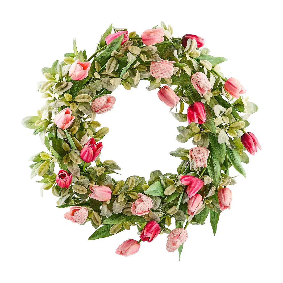 Rosy Check Tulip 28" Wreath | Wayfair North America