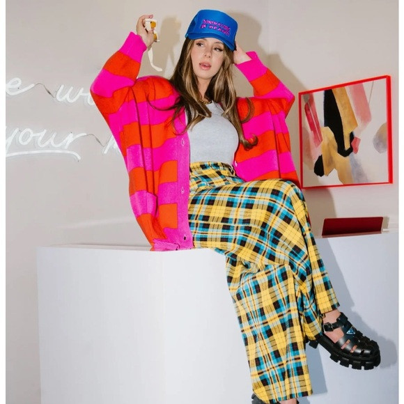 Vibrant Striped Cardigan NWOT S/M oversized so COOL! | Poshmark