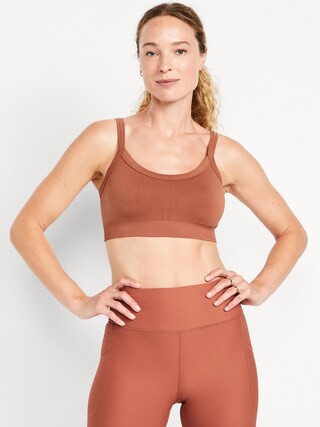 Light Support Fluid Seamless Ribbed Sports Bra | Old Navy (US)