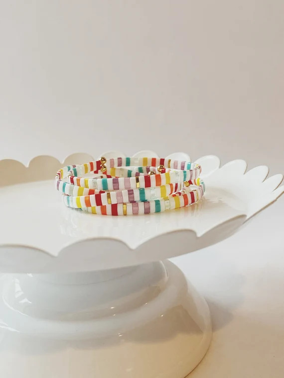 Rainbow Stripe Tila Stretch Bracelet | Etsy (US)
