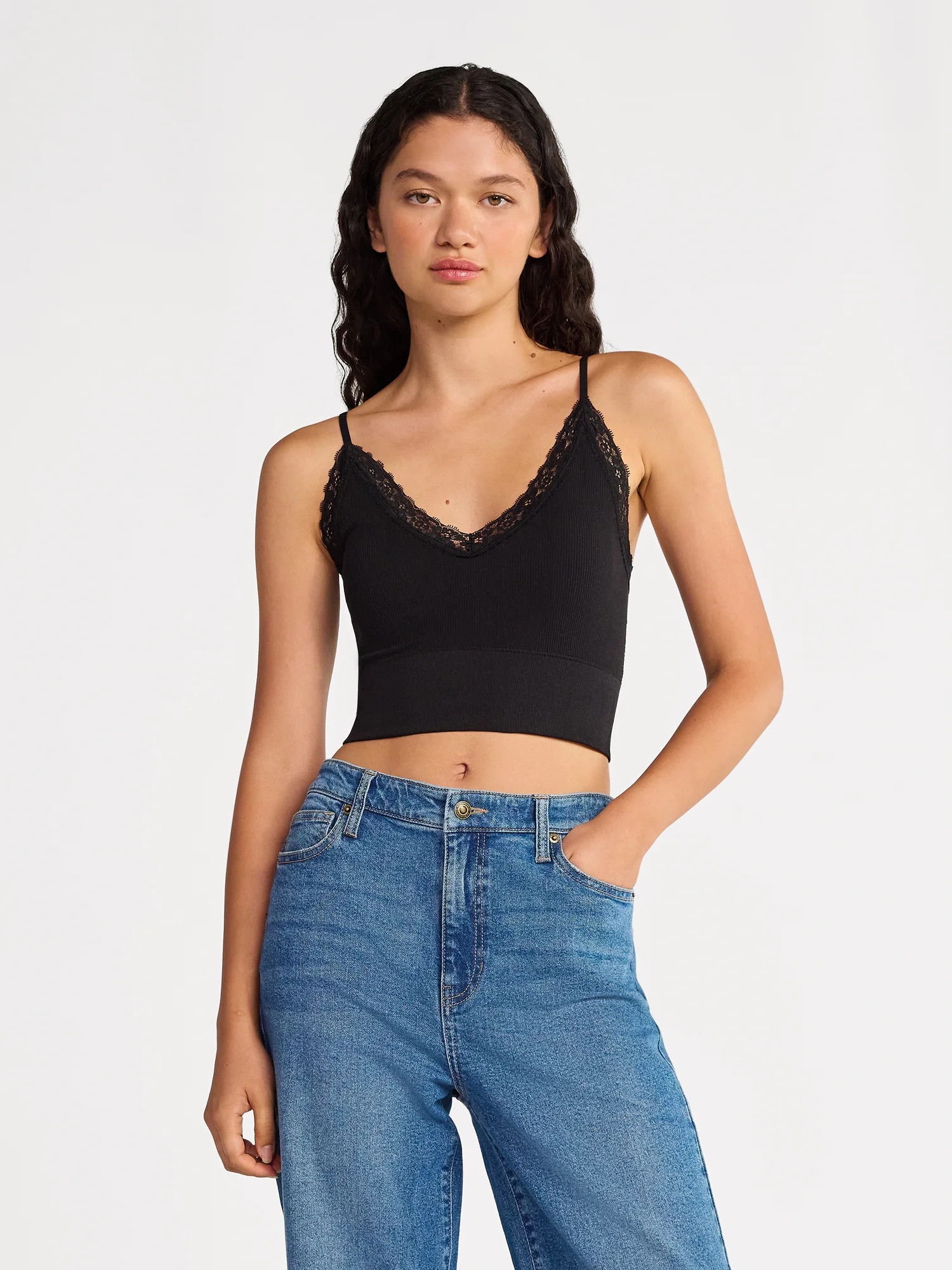 No Boundaries Lace Trim Cami Tank, Women's | Walmart (US)