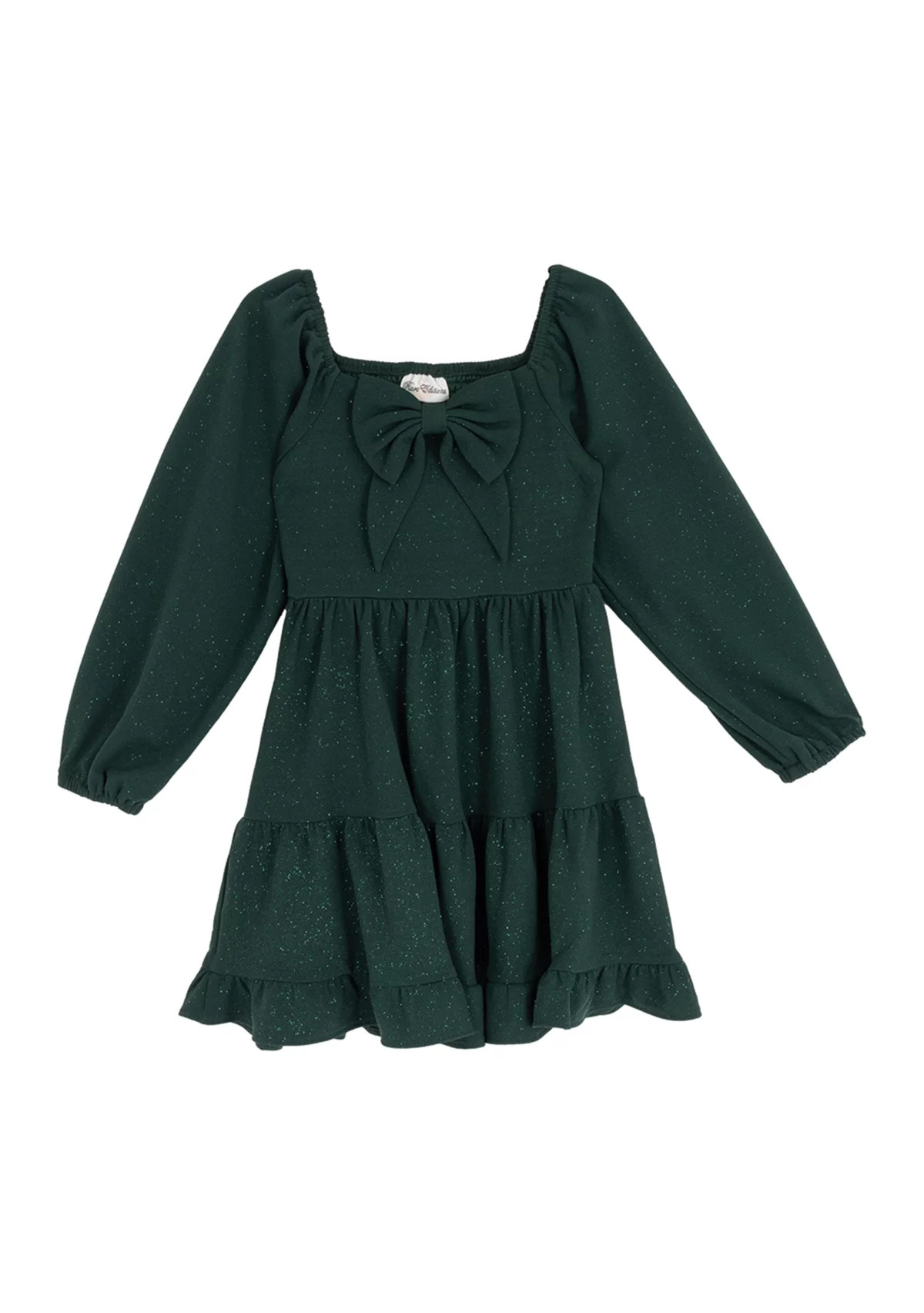 Girls 7-16 Green Glitter Knit Bow Dress | Belk