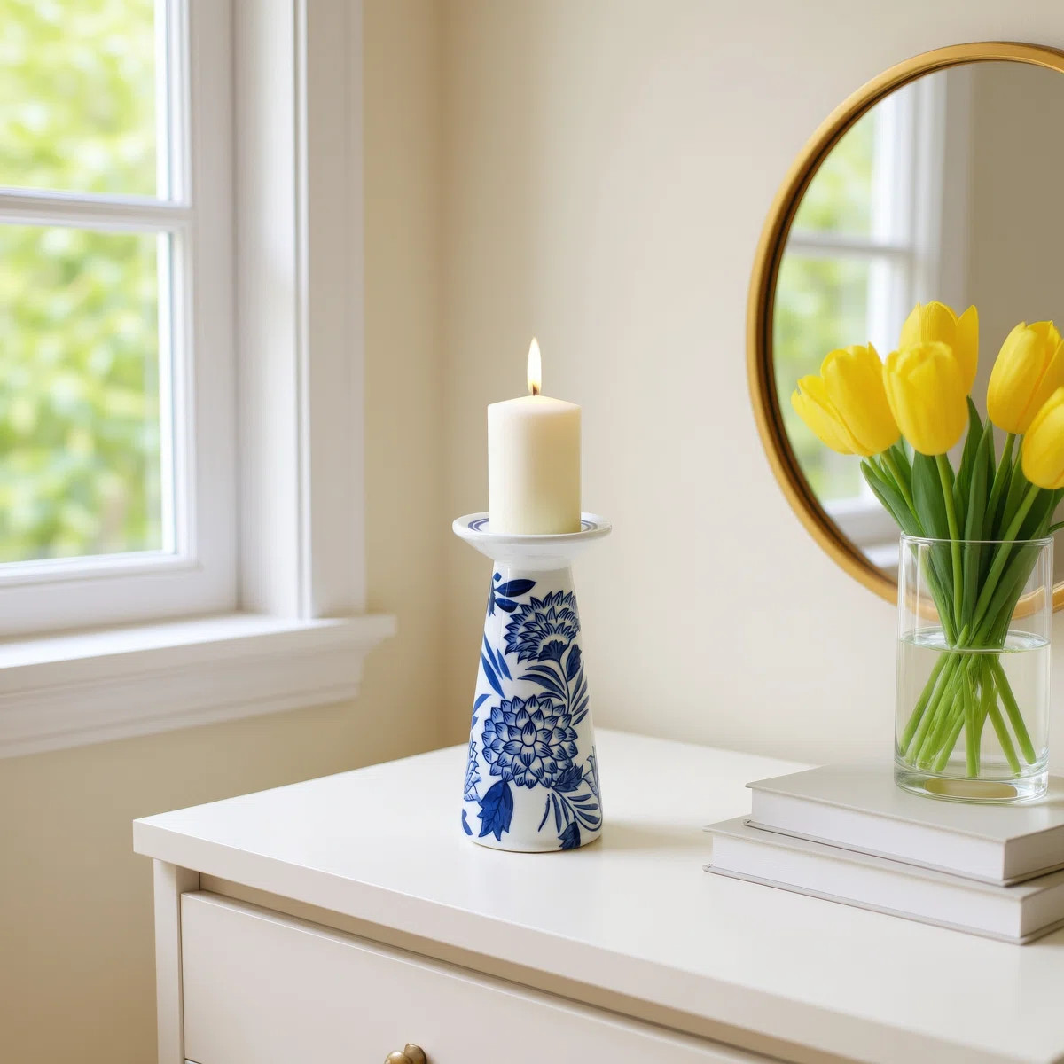 Stoneware and Porcelain Traditional Pillar and Taper Candle Holder | Wayfair North America