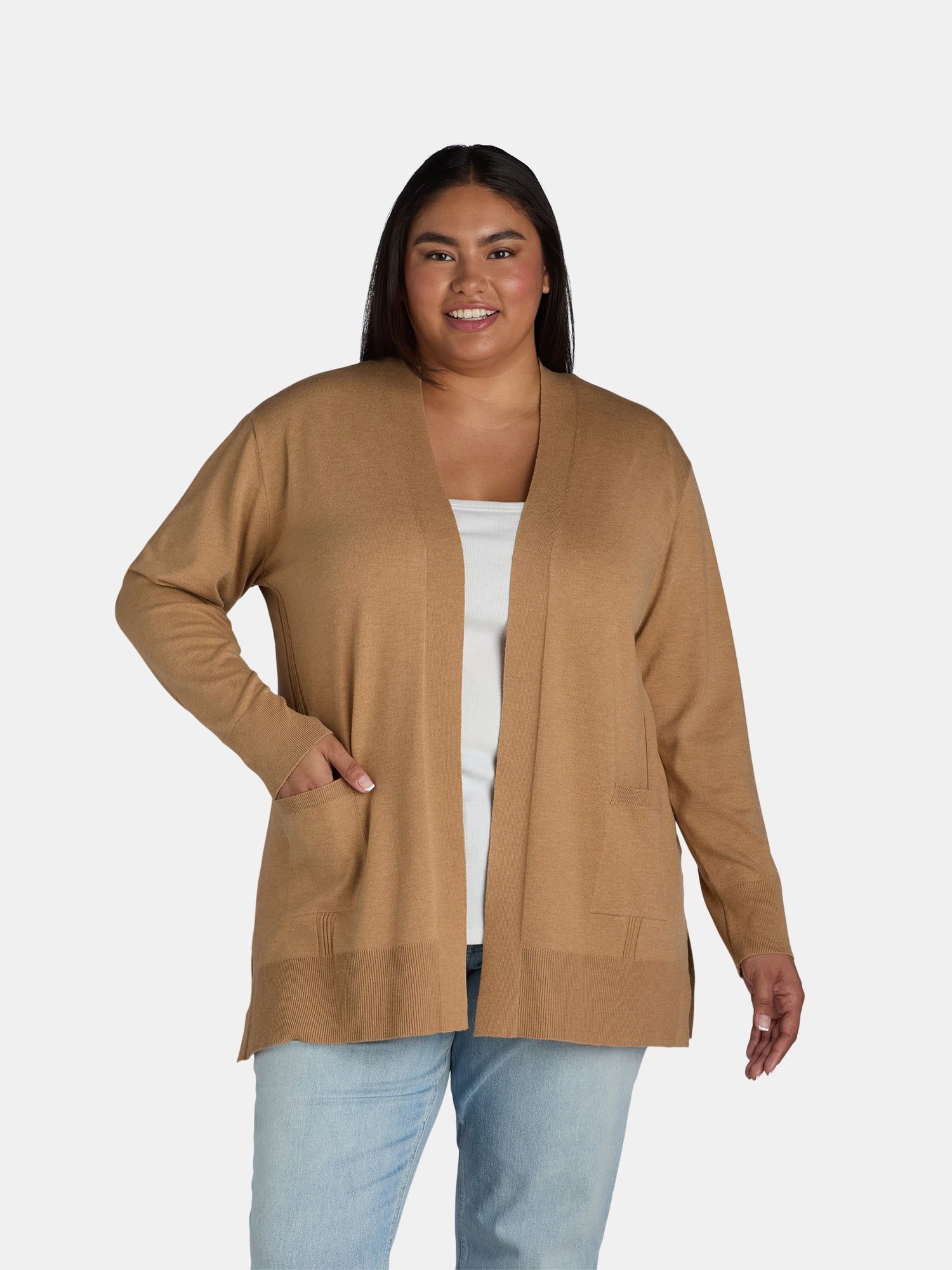 Time and Tru Women's Open Front Cardigan Sweater, Lightweight, Sizes XS-XXXL | Walmart (US)