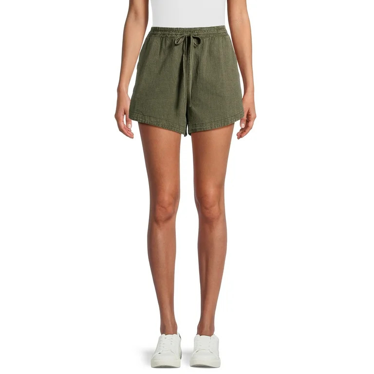 Time and Tru Women's Garment Dye Pull On Shorts, 3.5" Inseam, Sizes XS-3XL - Walmart.com | Walmart (US)