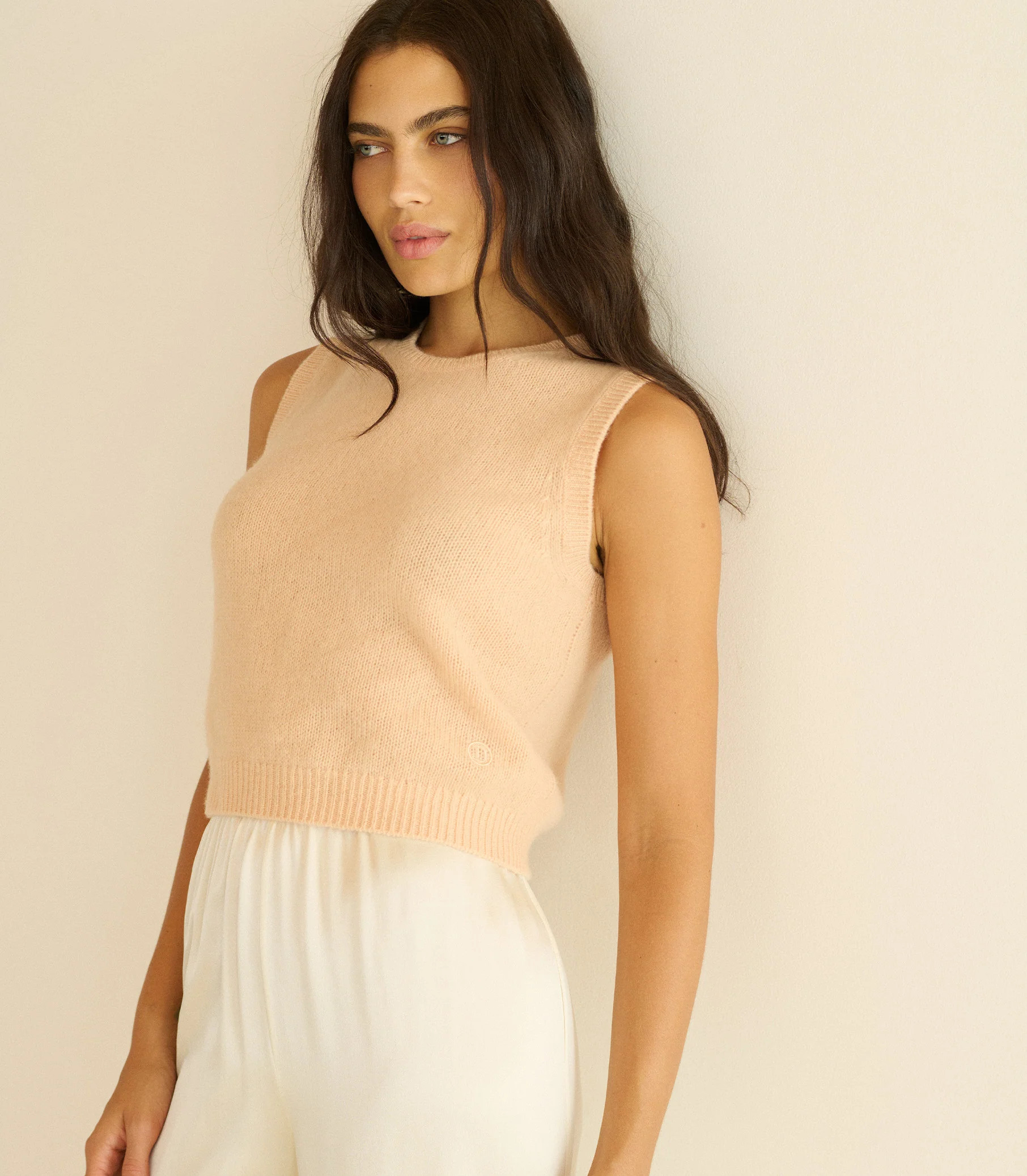 Louden Cashmere Top - Light Peach Sorbet | DÔEN | DOEN