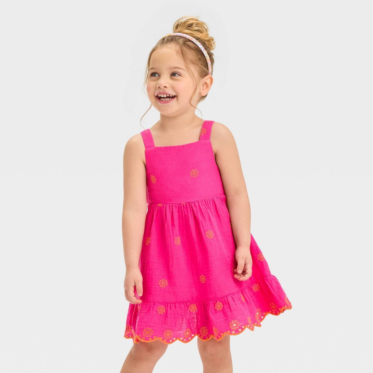 Toddler Girls' Twinkle Gauze Dress - Cat & Jack™ Peach Orange 5T | Target