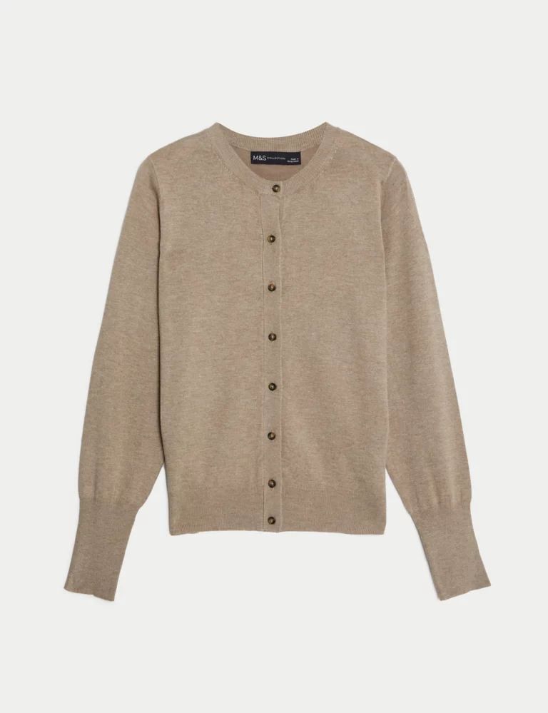 Crew Neck Button Front Cardigan | Marks & Spencer (UK)