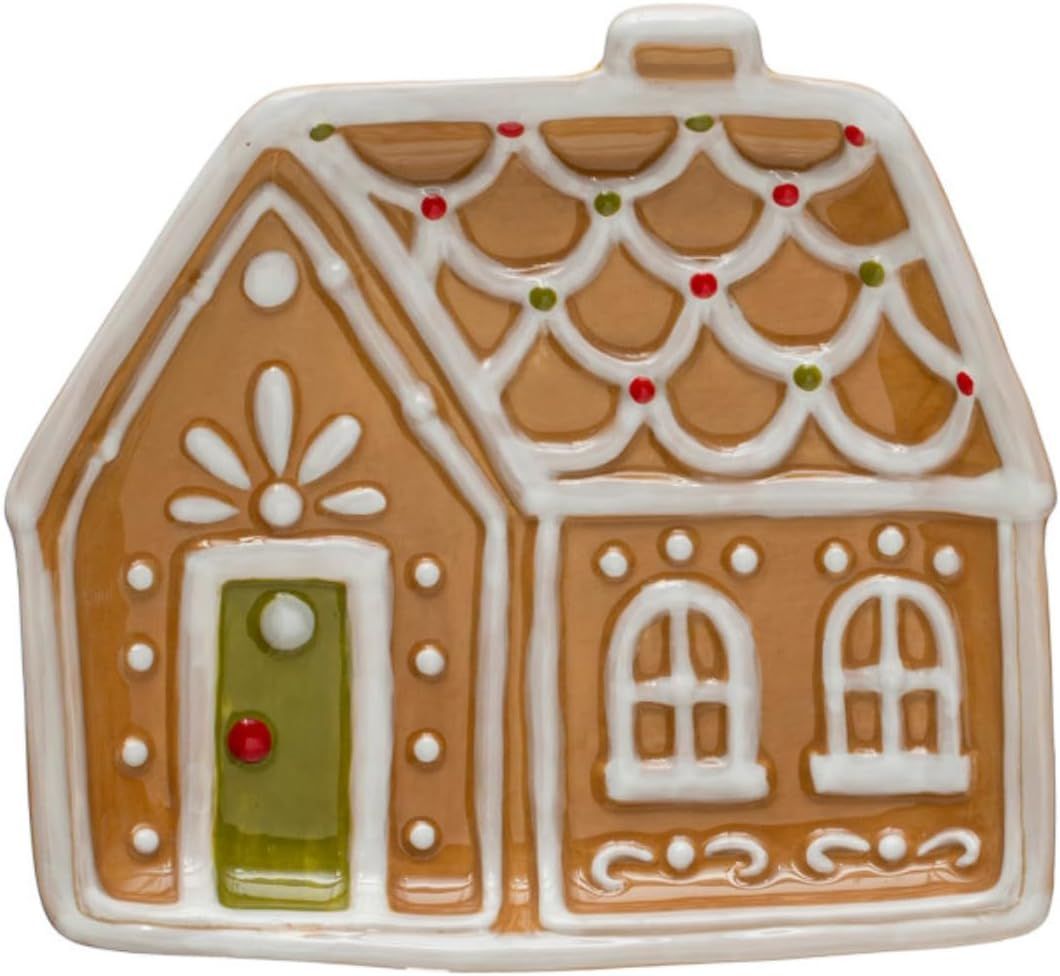 One Holiday Way 6-Inch Hand Painted Decorative Ceramic Gingerbread House Christmas Dessert Plate ... | Amazon (US)