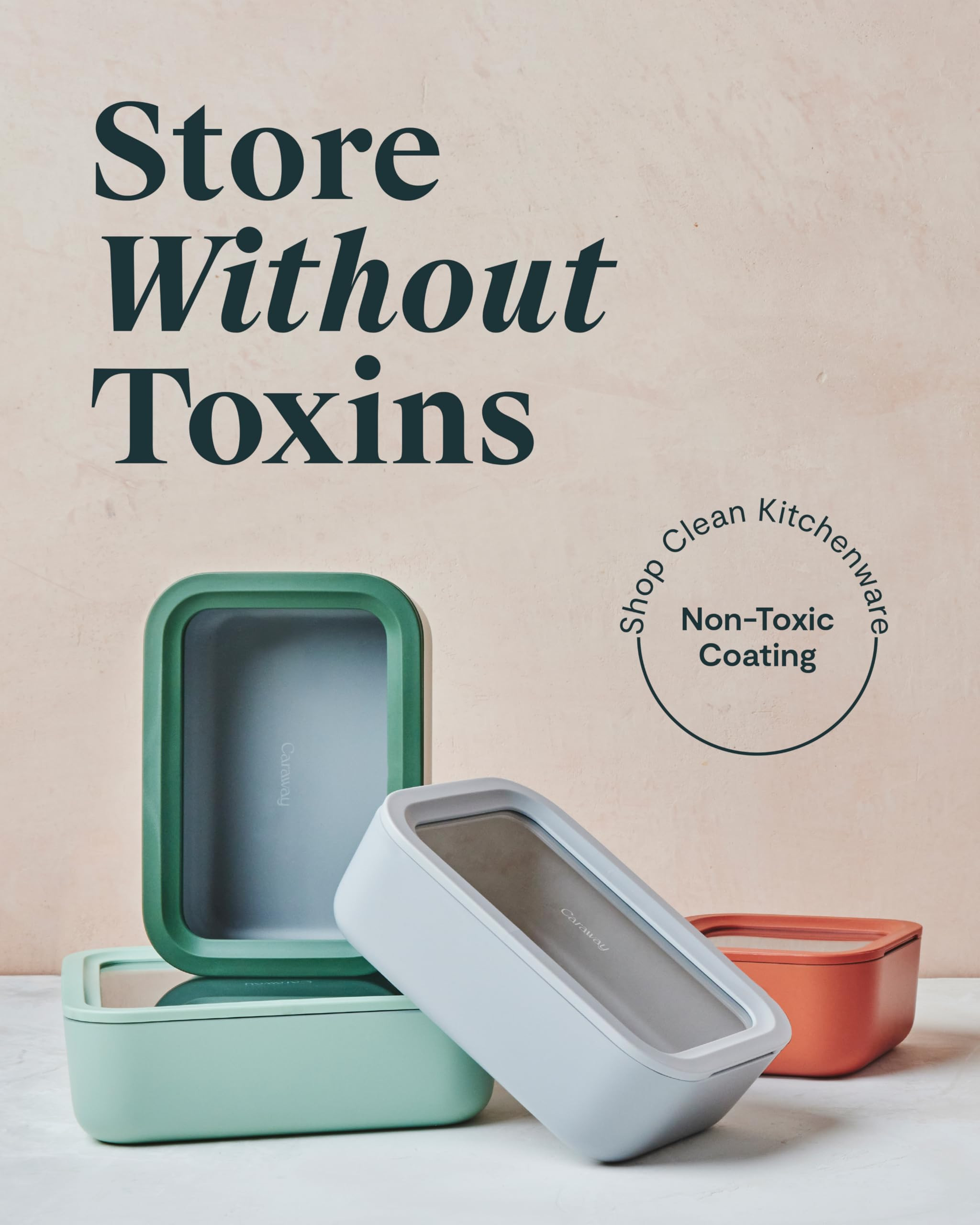 Caraway 14pc Glass Food Storage Container Set - Easy to Store, Non Toxic Lunch Box - with Glass L... | Amazon (US)