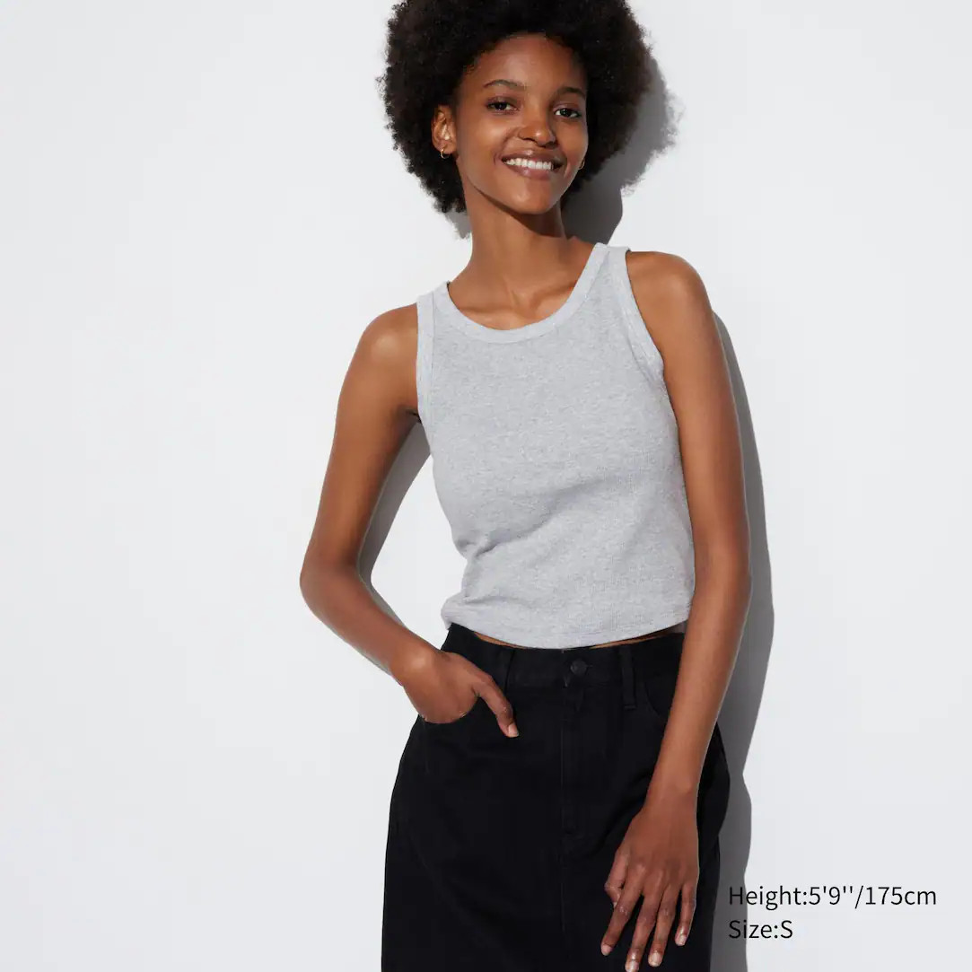 RIBBED CROPPED FIT SLEEVELESS BRA TOP | UNIQLO (UK)